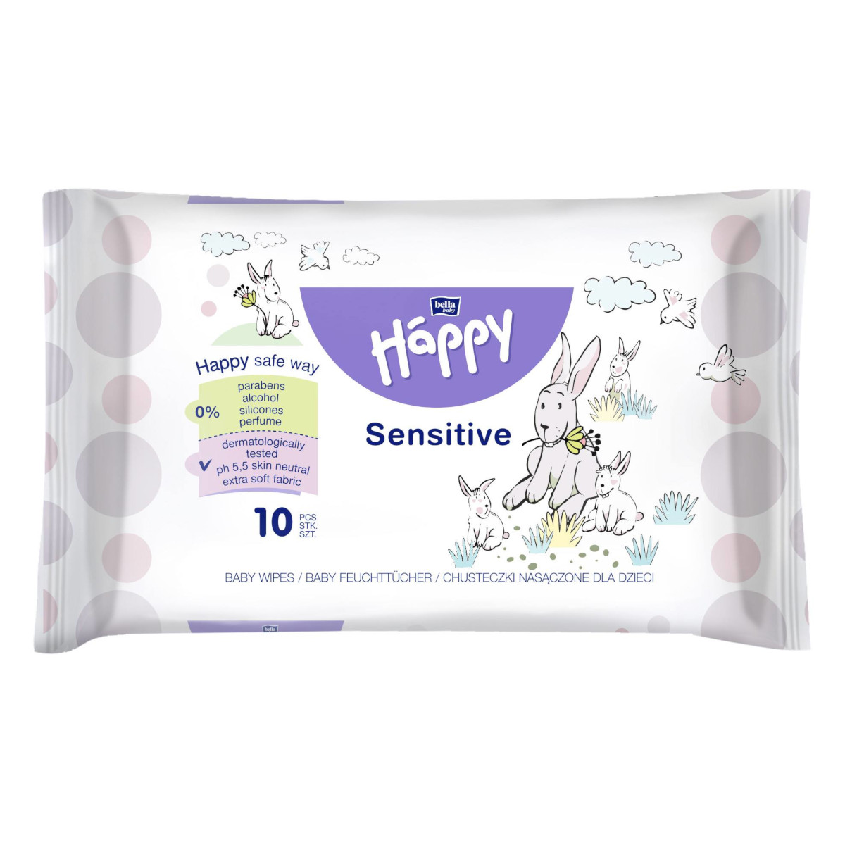 Salviette Sensitive Happy BellaBaby - 10 pezzi_54227
