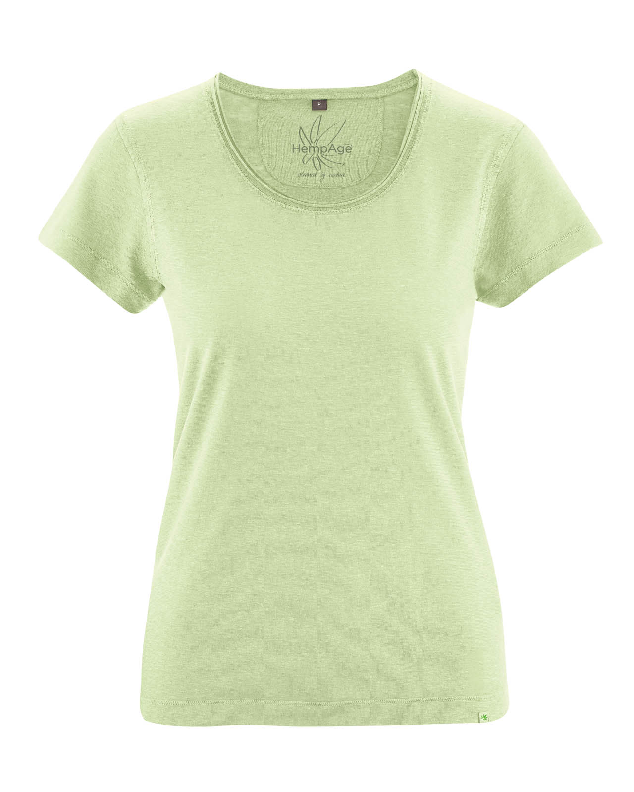T-shirt con girocollo arrotolato da donna in canapa e cotone biologico_92634