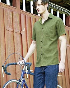 Camicia Fil a quadrettini da uomo in canapa e cotone biologico