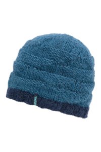 Cappello da donna in lana naturale Blu/Rabarbaro
