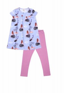 Completo Sirena per bambine vestito + leggings in cotone biologico