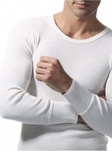 Maglietta Uomo girocollo manica lunga a costina di pura lana merino pesante