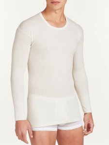Maglietta Uomo girocollo manica lunga a costina di pura lana merino pesante_88818