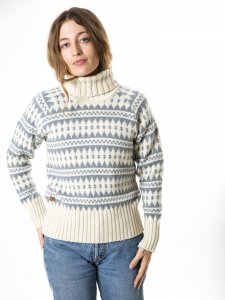 Maglione GUNHILD dolcevita stile scandinavo da donna in pura lana merino