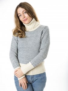 Maglione LIV dolcevita stile scandinavo da donna in pura lana merino