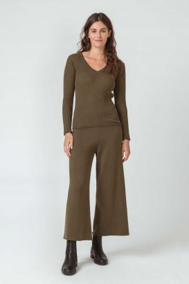 Pantaloni Itsasne da donna in maglia di puro cotone bio_100840