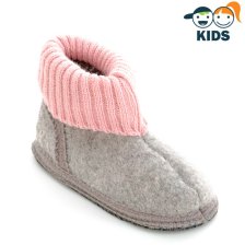 Pantofole a Stivaletto per Bambini in lana cotta GRIGIO ROSA