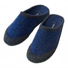 Pantofole in pura lana cotta Blu jeans-Grigio