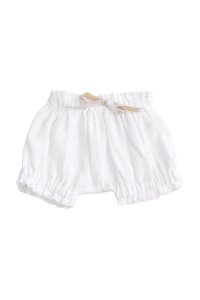 Shorts con Volant bianchi per neonate e bimbe in mussola di Bamboo Organico