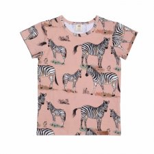 T-shirt Zebra Family per bambine in cotone biologico