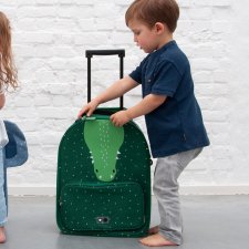Valigia Trolley Signor Coccodrillo per bambini in tela di cotone impermeabilizzata