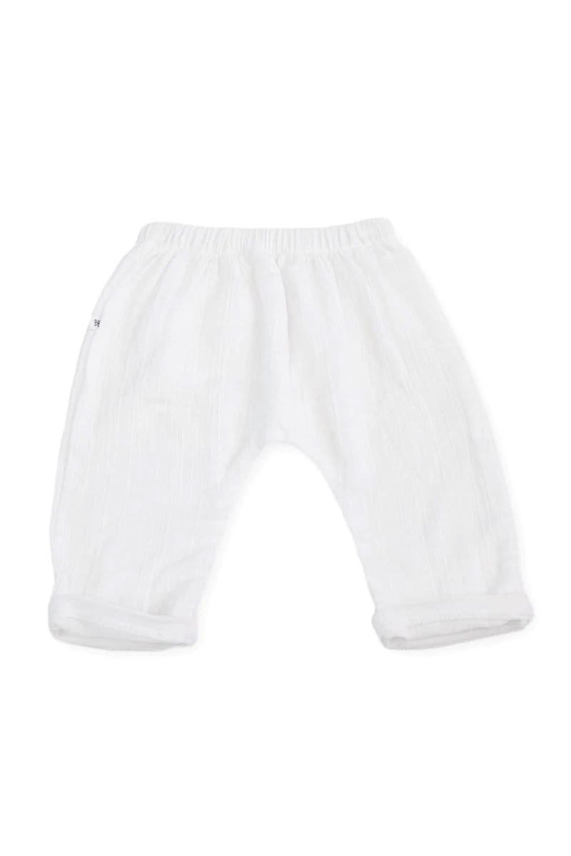 Pantaloni bianchi per neonato e bimbo in mussola di Bamboo organico_91690