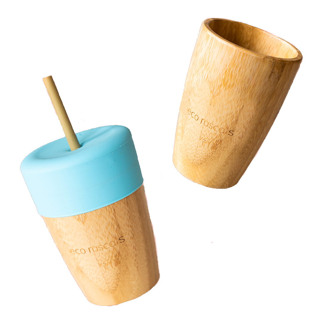Bicchiere con cannuccia in legno di Bamboo e Silicone