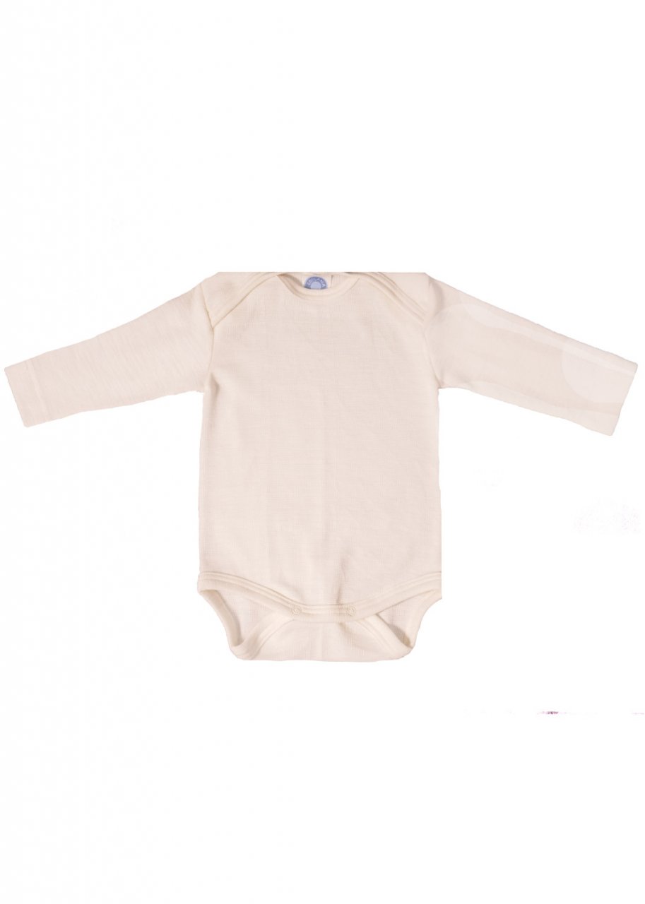 Body manica lunga per neonati in lana biologica e seta