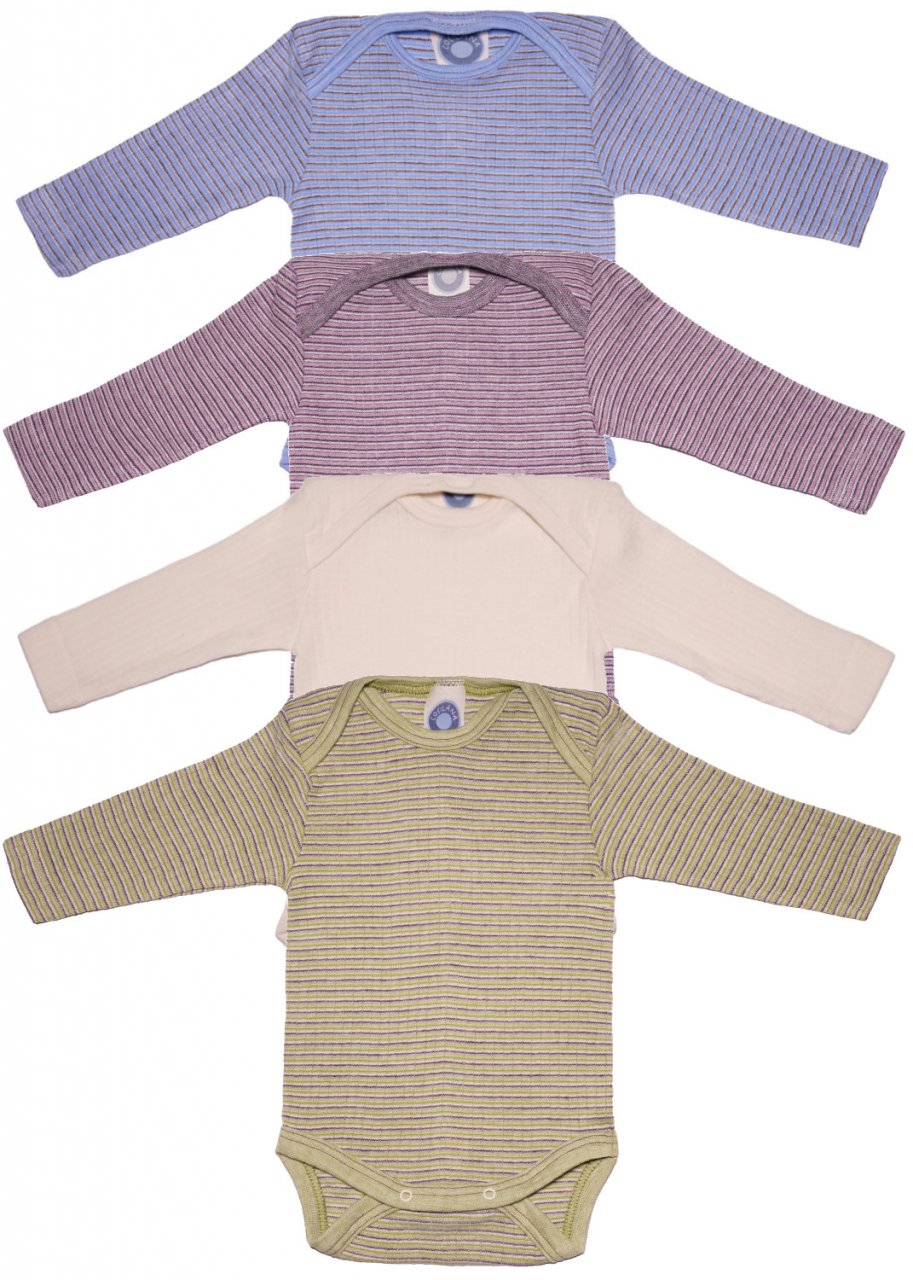 Body manica lunga per neonati in lana, cotone bio e seta