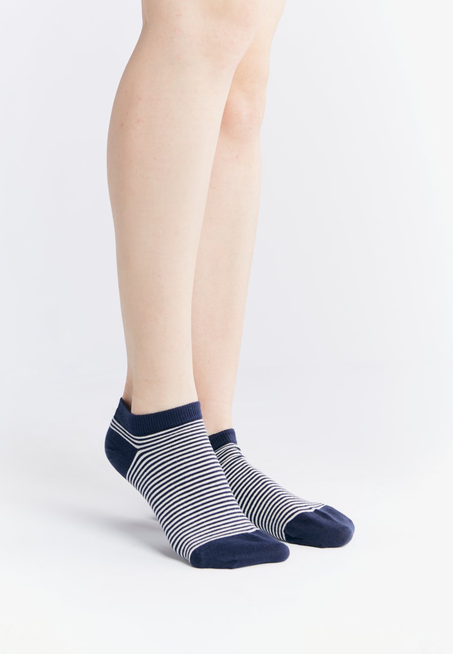 Calze Sneaker Albero righe blu in cotone biologico