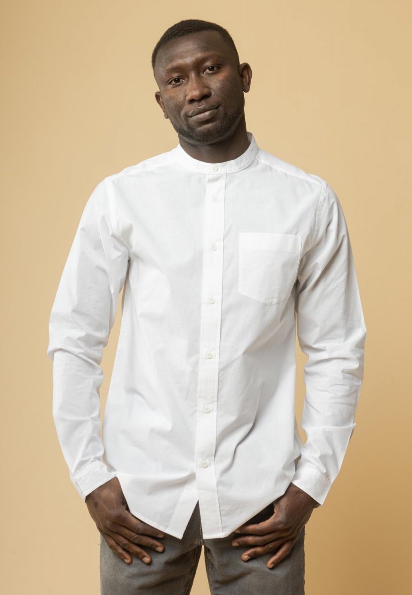Camicia coreana AMIT White da uomo in Cotone Biologico Equosolidale