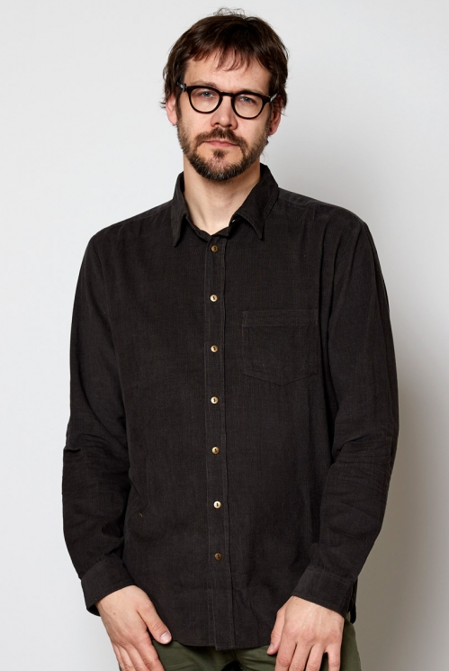 Camicia Needlecord da uomo in velluto di puro cotone equo solidale
