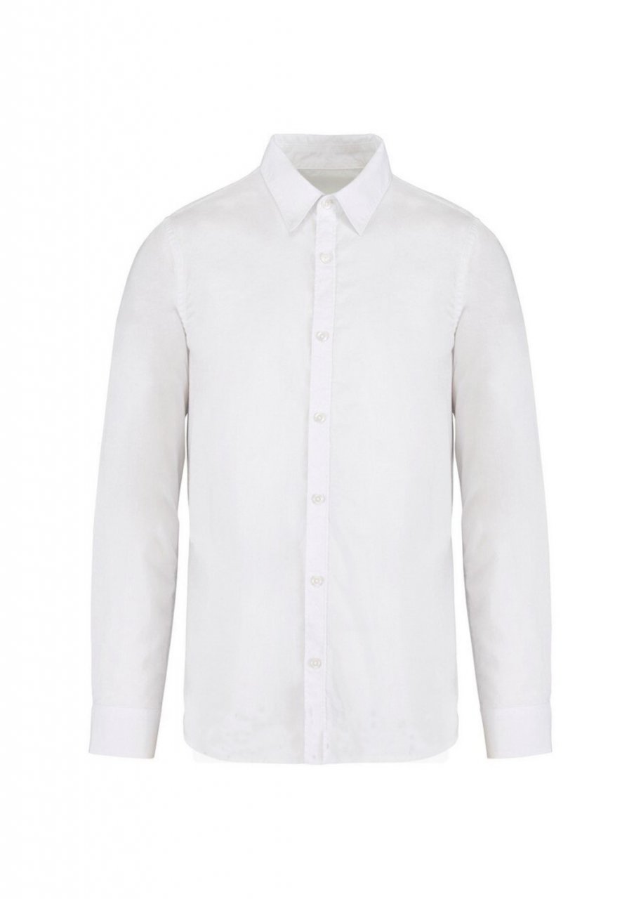Camicia washed Bianco da uomo in puro cotone biologico