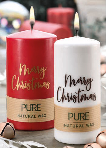 Candela PURE NATURE Merry Christmas in stearina