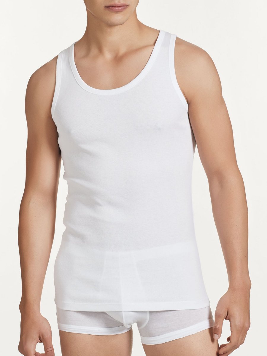 Abbigliamento Abbigliamento uomo Camicie e magliette Canottiere Bianco senza microplastiche e serbatoio incredibilmente morbido Canotta in cotone organico da uomo 