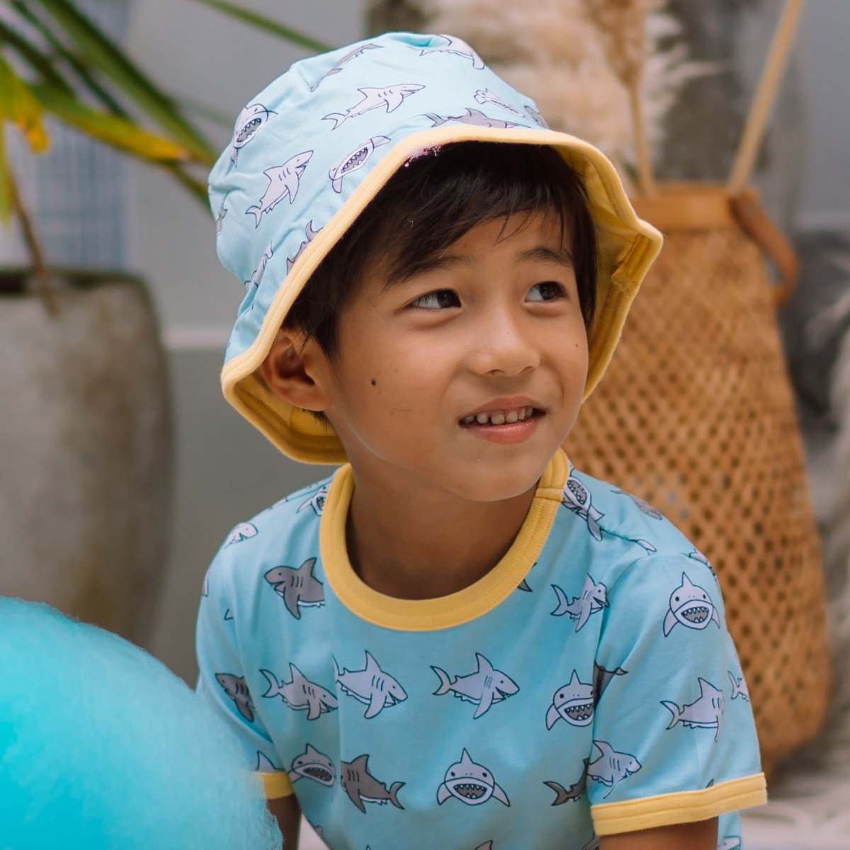 Cappello pescatore Salty Shark per bambini in cotone biologico