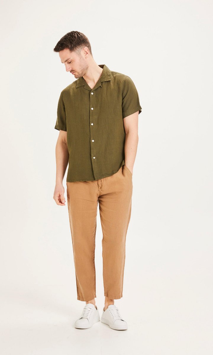 Comfortable men's short-cut BOB trousers in pure organic Linen