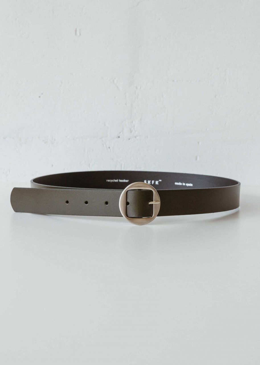 Women's belt anthracite recycled leather