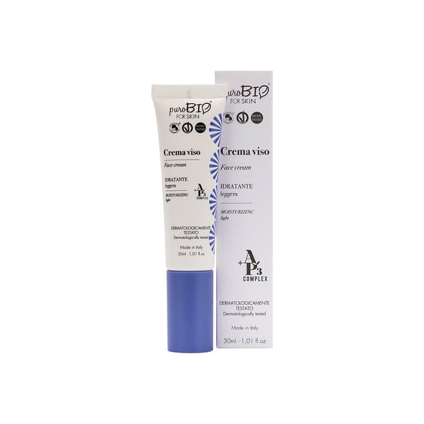 Crema viso idratante leggera antiossidante per pelli normali PuroBIO Vegan