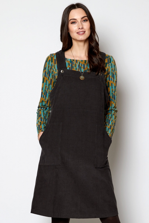 Needlecord Dungarees Dress in pure cotton