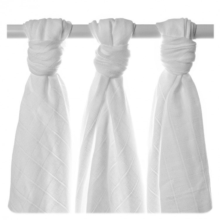 Asciugamani in mussola di cotone bio set 3 pezzi Bianco