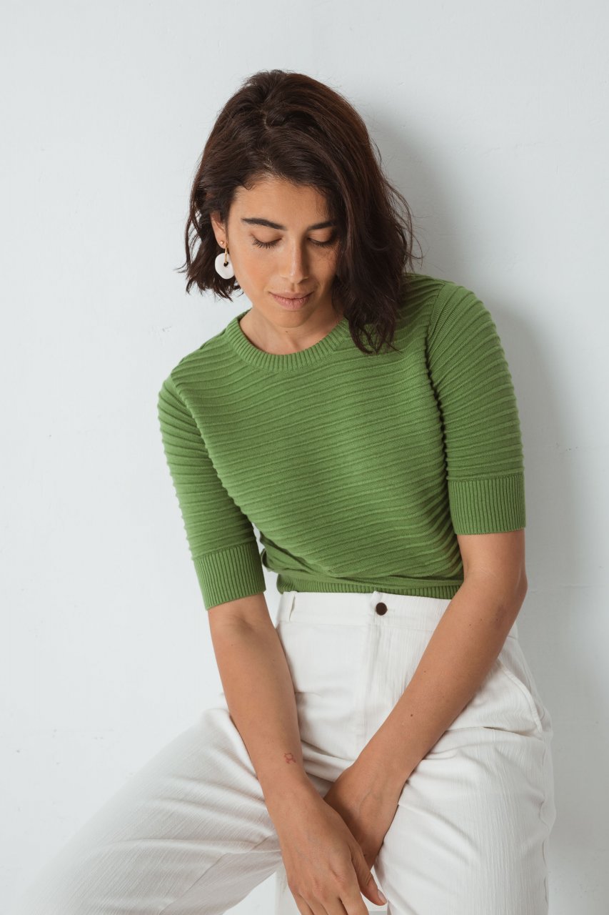 Summer sweater Muike for women in Organic Cotton - avocado
