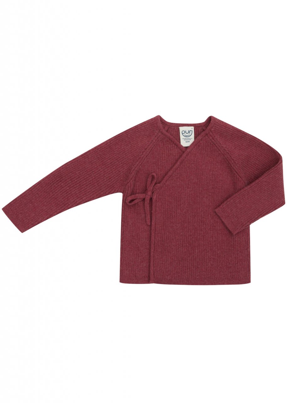 Maglioncino Kimono Bordeaux per neonati in cotone biologico e lana