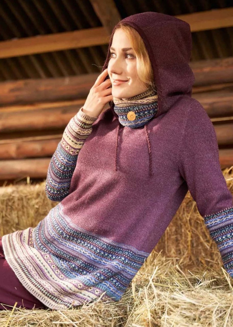 Maglione Dilaya con cappuccio da donna in pura lana di Alpaca