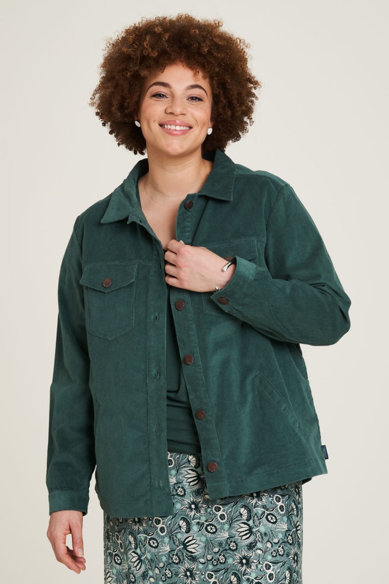 Overshirt in velluto a coste Smoke Green in cotone biologico
