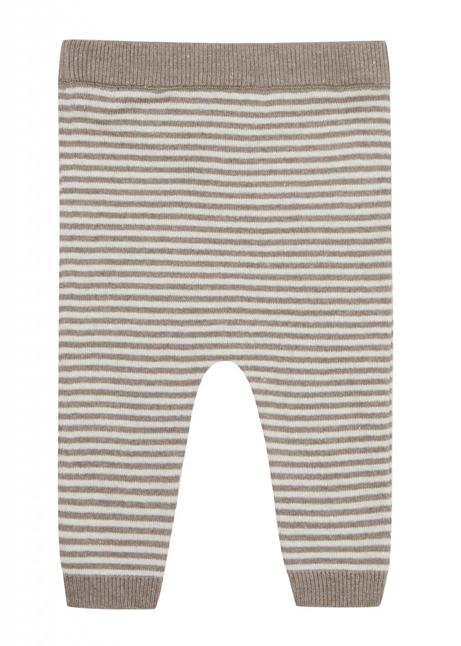 Pantaloni a righe Tortora per neonati in cotone biologico e seta