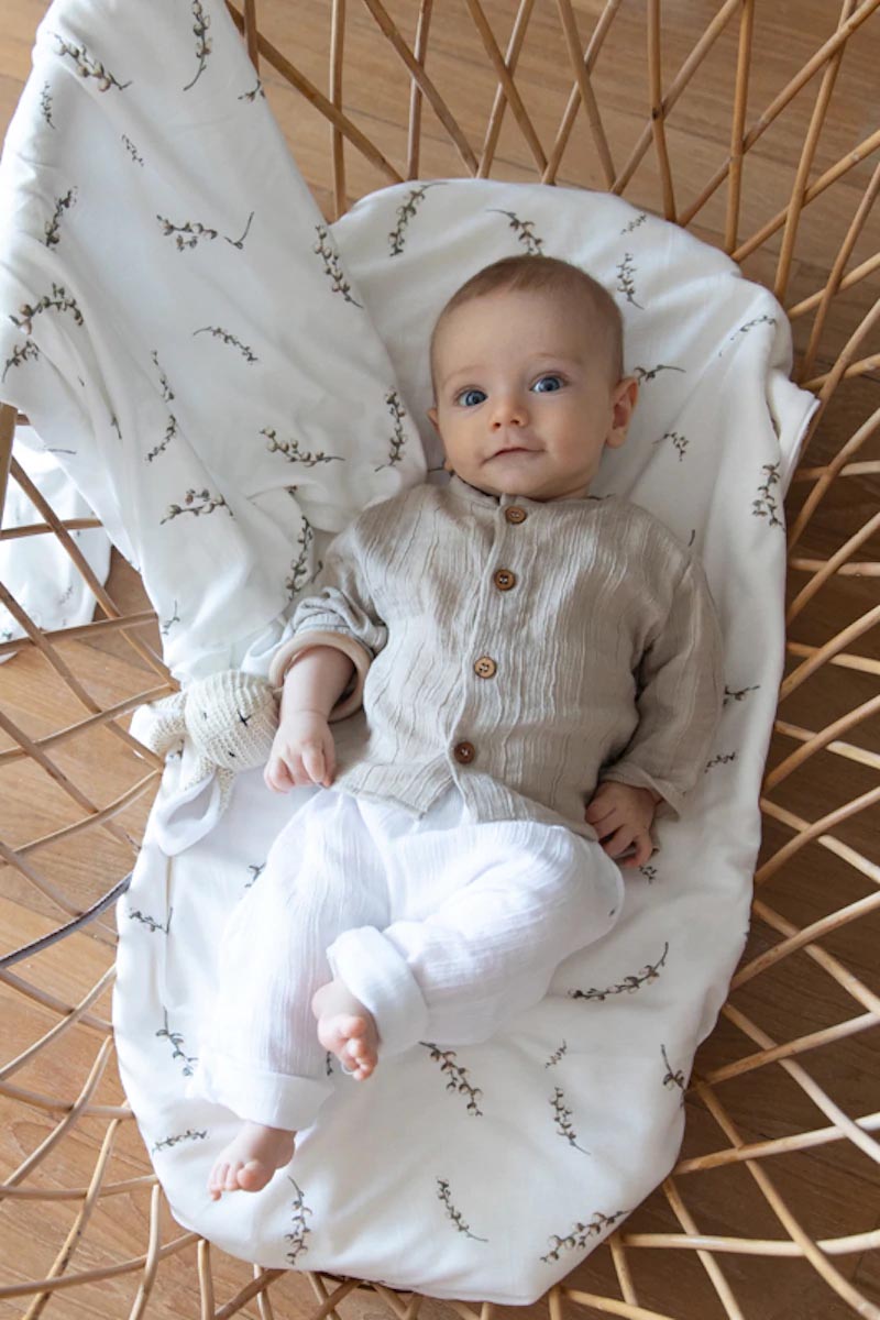 Pantaloni bianchi per neonato e bimbo in mussola di Bamboo organico