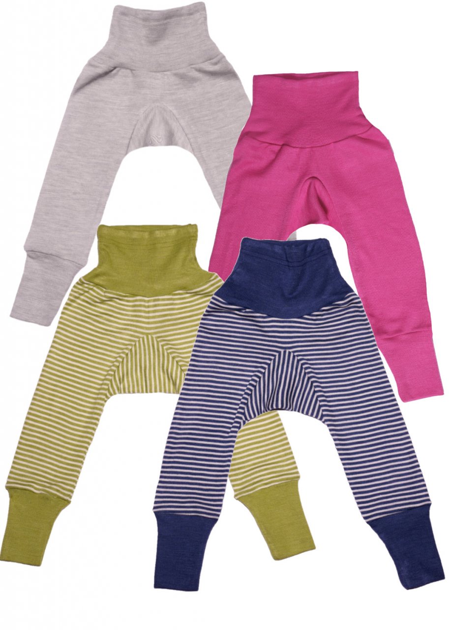 Pantaloni con fascia per bambini in lana biologica e seta