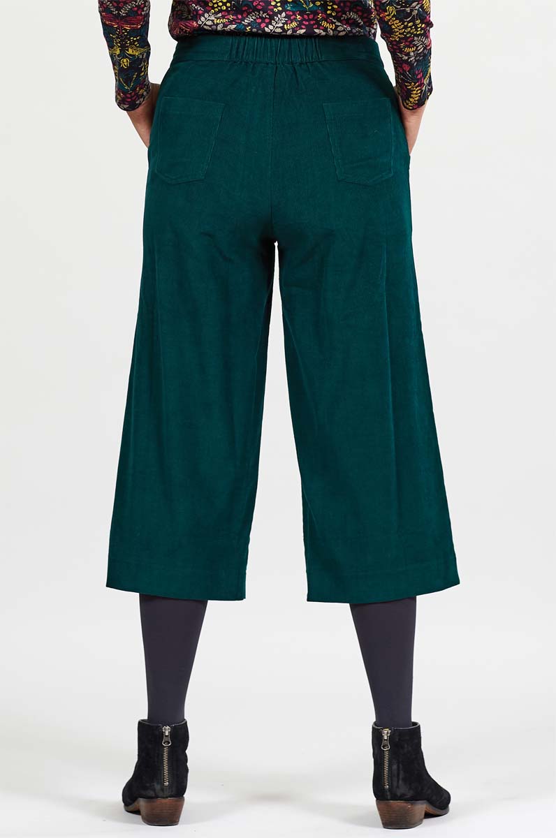 Pantaloni Cropped in Velluto di Cotone Equosolidale