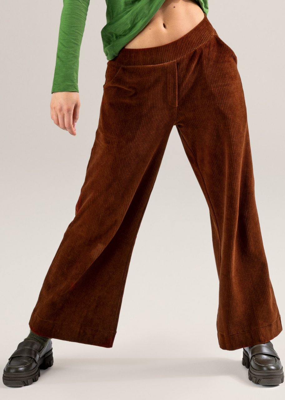 Pantaloni Parselina Mogano da donna in velluto cotone biologico