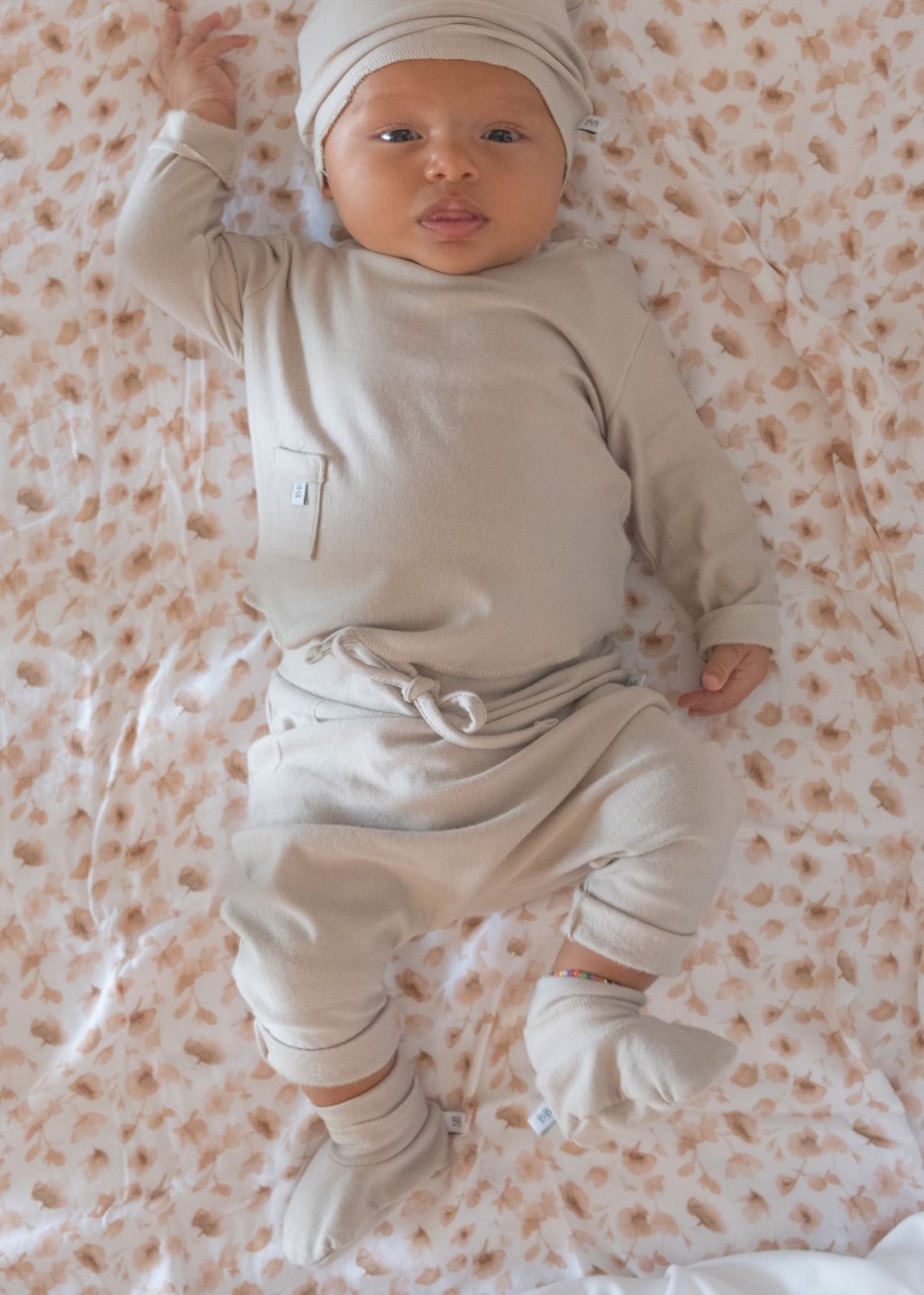 Pantaloni per neonati e bimbi in Bamboo organico Sabbia