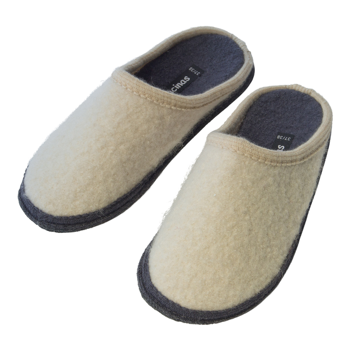 Pantofole in pura lana cotta Bianco Lana