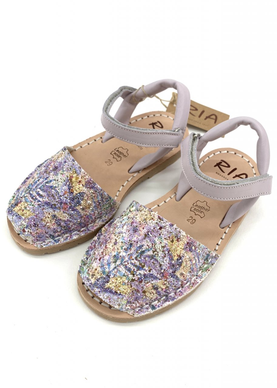 Sandali Minorchine Glitter Festival da Bambina in pelle naturale