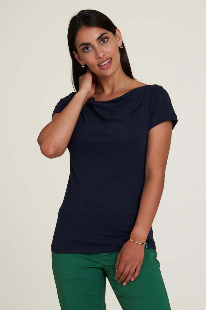 T-shirt a Cascata Blu da donna in cotone biologico organico