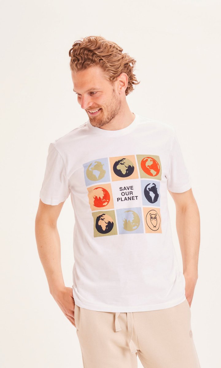 T-shirt Alder Globe Collage da uomo in puro cotone biologico