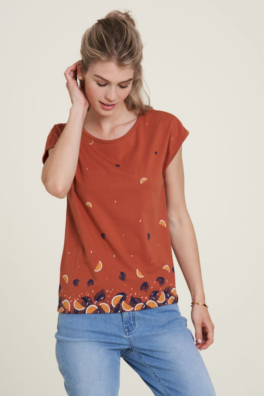 T-shirt Frutta su Terracotta da donna in cotone biologico organico