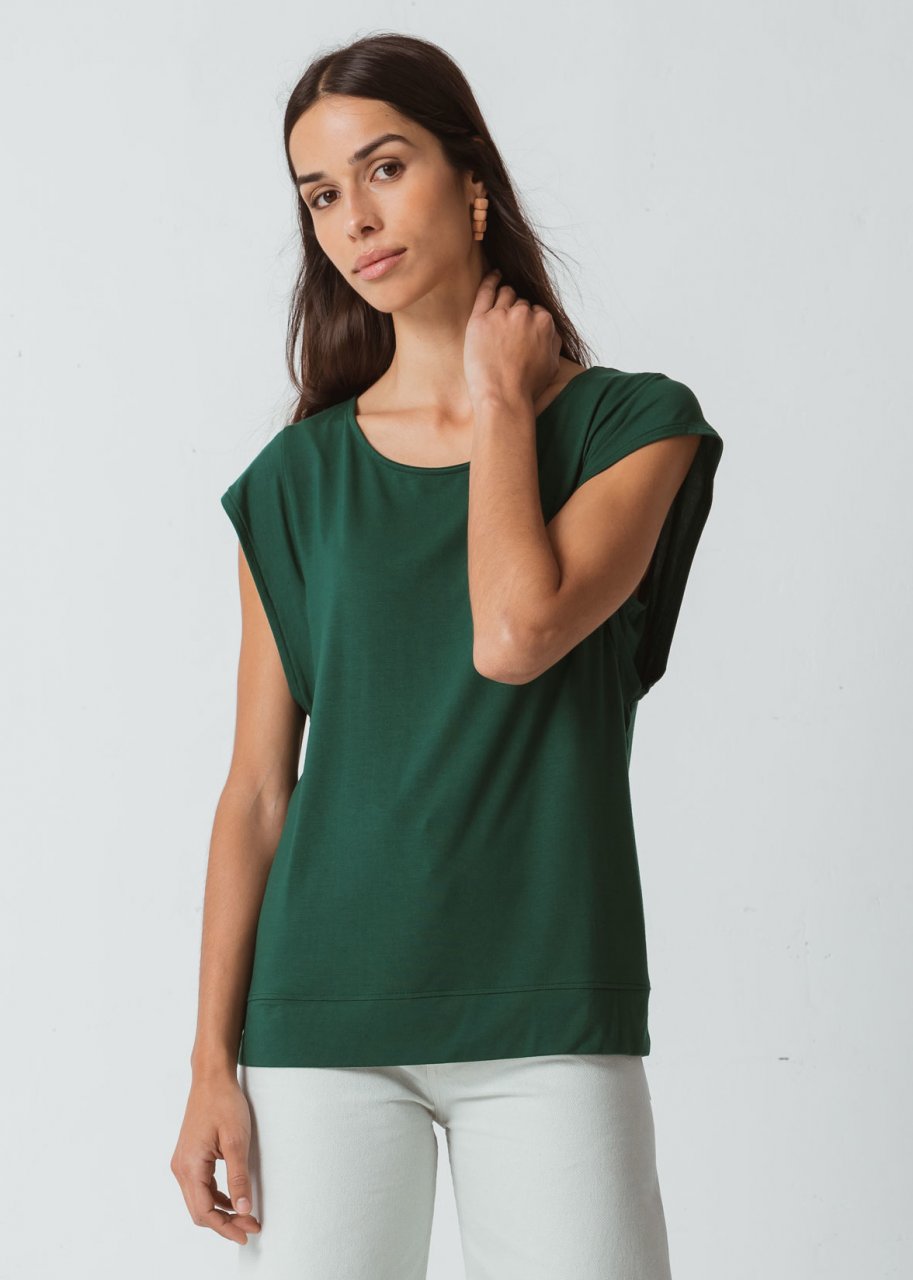 T-shirt Undici Verde da donna in Modal Tencel