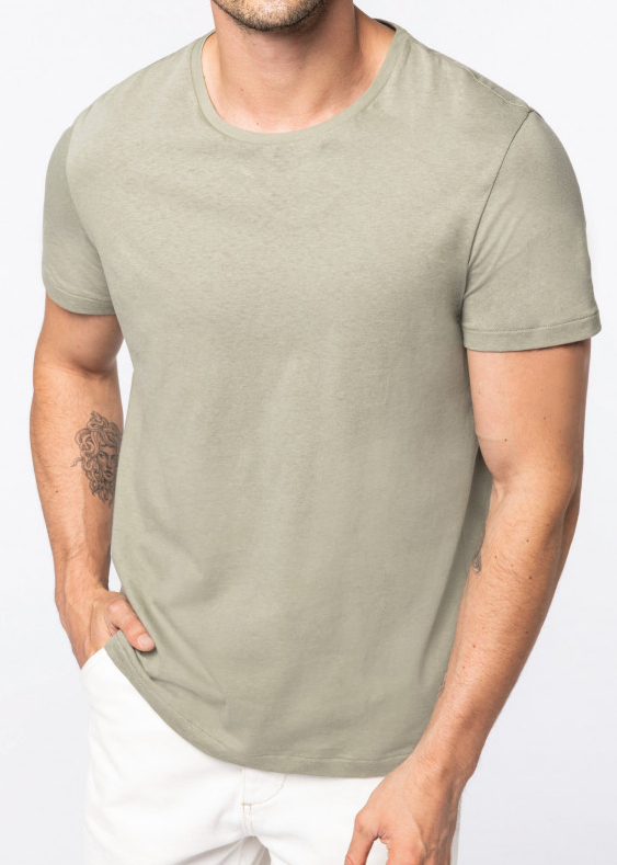 T-shirt unisex  CHARLIE in cotone biologico e lino - Verde