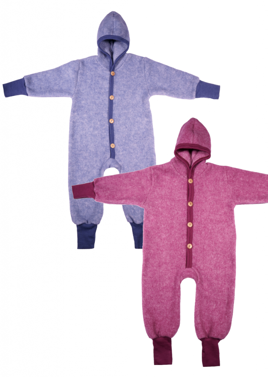 Tuta overall per bambini in pile di lana e cotone biologico