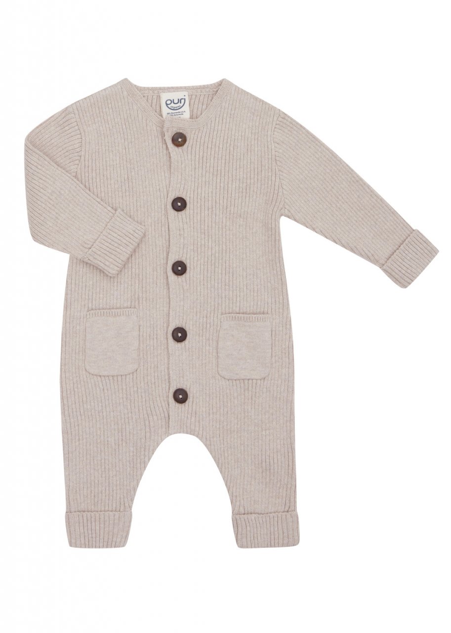 Tutina a maglia Grigia per neonati in cotone biologico e lana